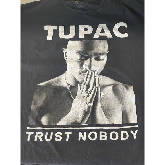 Tupac Men’s Size 2XL Black Trust Nobody Hip Hop Rapper Short Sleeve Music Tee - Picture 5 of 8